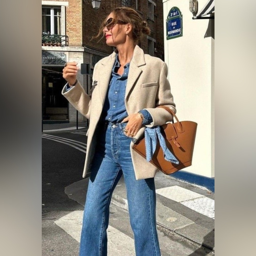 Wrangler Blue Long Sleeve Notched Collar Shirt